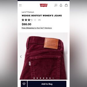 Levi’s corduroy wedgie bootcut women’s jeans